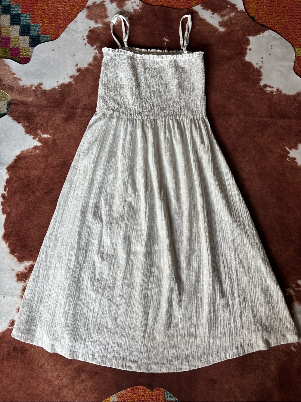 H&M White Midi Smocked Sundress